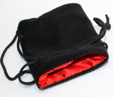 Small Black Velvet Silk Lined Dice Bag | Red