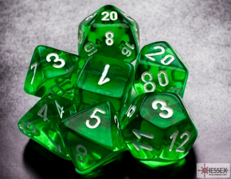 Mini-hedral Translucent 7DPoly Dice Set | Green