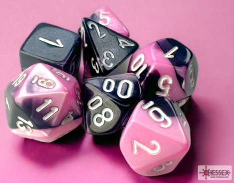 Mini-hedral Gemini Series 7DPoly Dice Set | Black & Pink