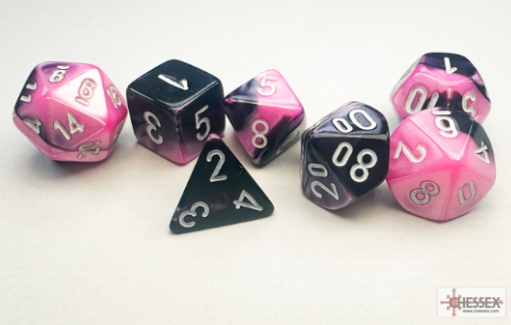 Mini-hedral Gemini Series 7DPoly Dice Set | Black & Pink
