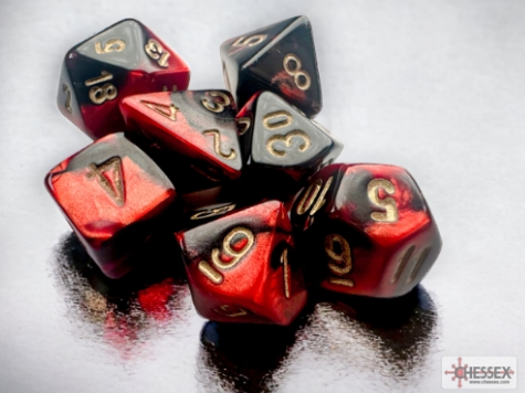 Mini-hedral Gemini Series 7DPoly Dice Set | Black & Red