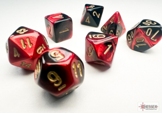Mini-hedral Gemini Series 7DPoly Dice Set | Black & Red