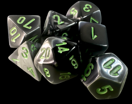 Mini-hedral Gemini Series 7DPoly Dice Set | Black & Grey