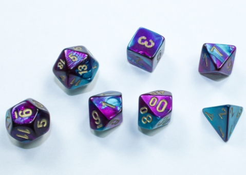 Mini-hedral Gemini Series 7DPoly Dice Set | Purple & Teal