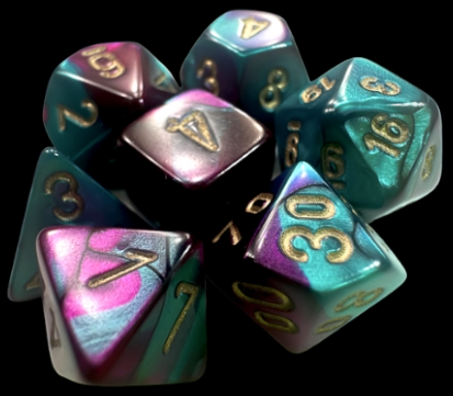 Mini-hedral Gemini Series 7DPoly Dice Set | Purple & Teal