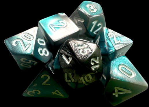 Mini-hedral Gemini Series 7DPoly Dice Set | Steel & Teal