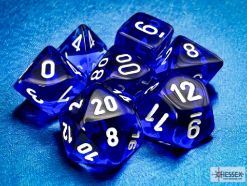 DNR 7DPoly Translucent Dice Set | Blue