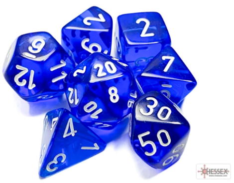 DNR 7DPoly Translucent Dice Set | Blue