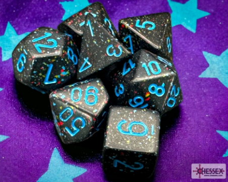 7DPoly Speckled Series Dice Set | Blue Stars