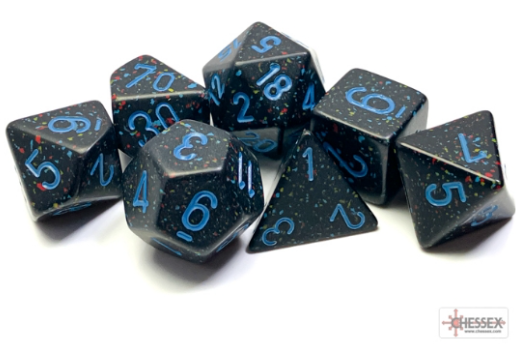 7DPoly Speckled Series Dice Set | Blue Stars