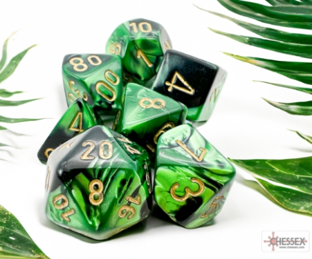 7DPoly Gemini Series Dice Set | Black & Green
