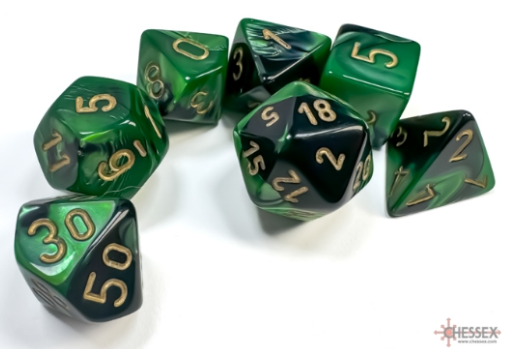7DPoly Gemini Series Dice Set | Black & Green