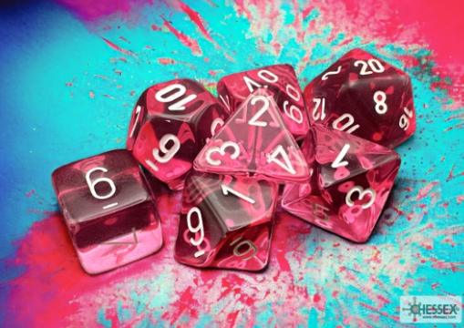 7DPoly Translucent Dice Set | Pink