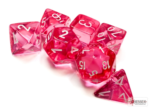 7DPoly Translucent Dice Set | Pink