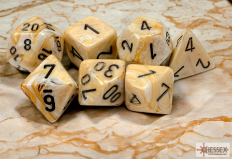 7DPoly Marble Series Dice Set | Ivory