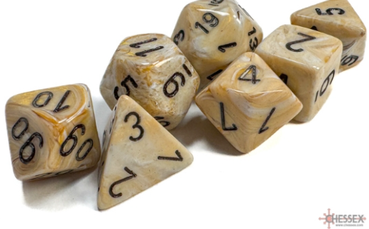 7DPoly Marble Series Dice Set | Ivory
