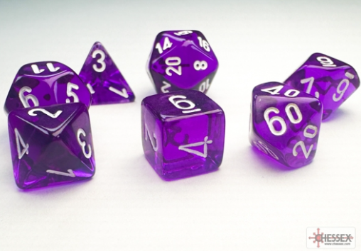 Mini-hedral Translucent 7DPoly Dice Set | Purple