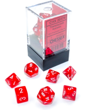Mini-hedral Translucent 7DPoly Dice Set | Red