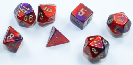 Mini-hedral Gemini Series 7DPoly Dice Set | Purple & Red