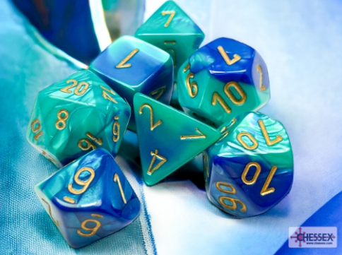 7DPoly Gemini Series Dice Set | Blue & Teal