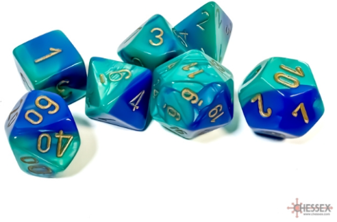 7DPoly Gemini Series Dice Set | Blue & Teal