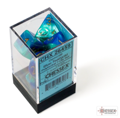 7DPoly Gemini Series Dice Set | Blue & Teal