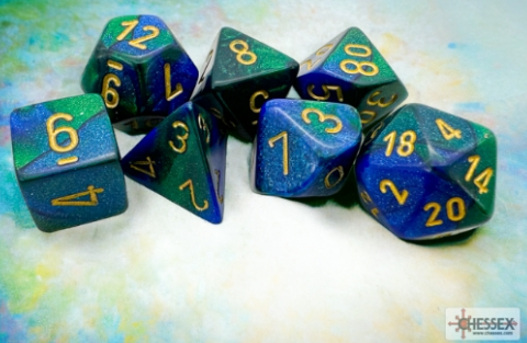 7DPoly Gemini Series Dice Set | Blue & Green