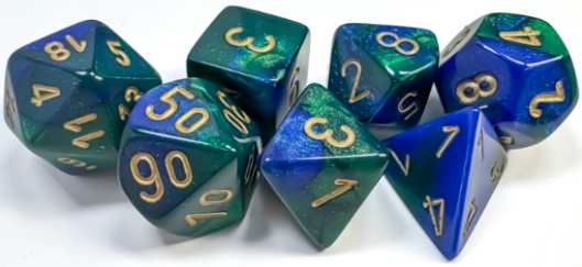 7DPoly Gemini Series Dice Set | Blue & Green