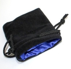 Small Black Velvet Silk Lined Dice Bag | Blue
