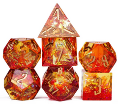 UD Resin Sharp Edge Standard Dice Set | Flame