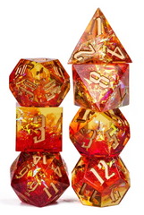 UD Resin Sharp Edge Standard Dice Set | Flame