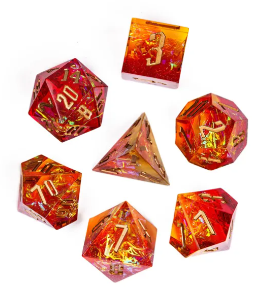 UD Resin Sharp Edge Standard Dice Set | Flame