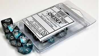 10D10 Gemini Series Dice Set | Steel & Teal