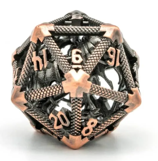 UD Hollow Metal Dragon D20 | Copper