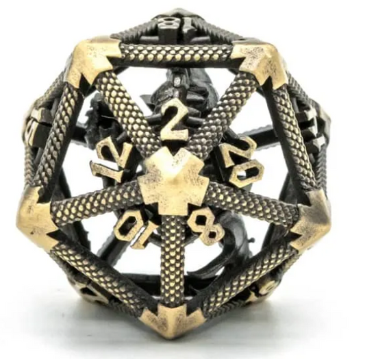 UD Hollow Metal Dragon D20 | Bronze