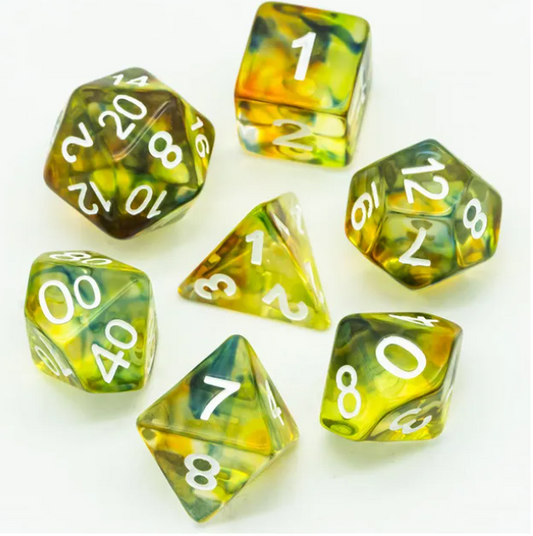UD "Cleric" Transparent Swirl Standard Dice Set