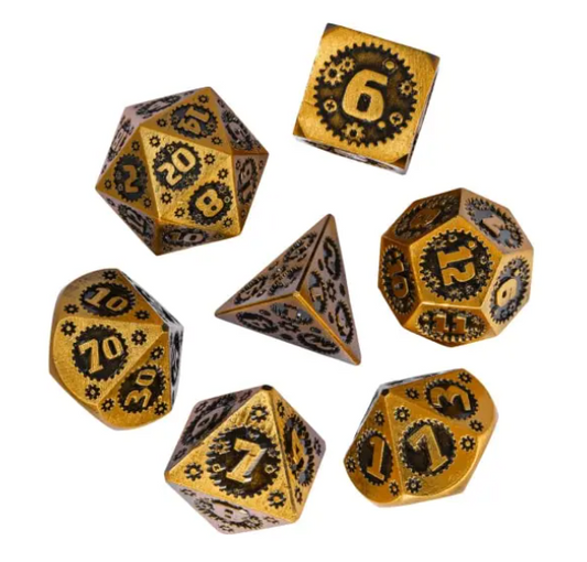 UD "Gear" Full Metal Standard Dice Set | Gold