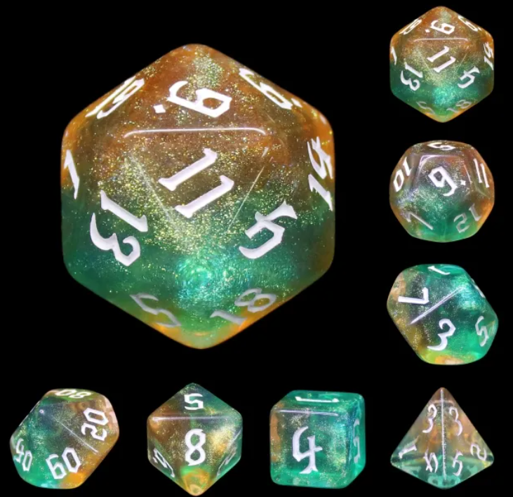 HD Gothic "Tranquil World" Aurora Standard Dice Set