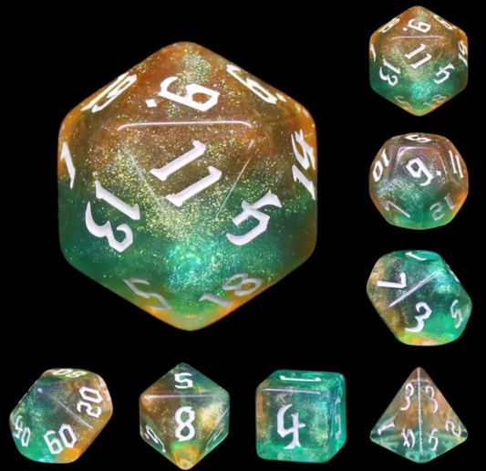 HD Gothic "Tranquil World" Aurora Standard Dice Set