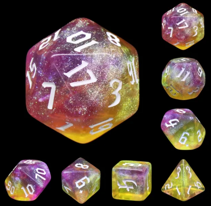 HD Gothic "Golden Faith" Aurora Standard Dice Set