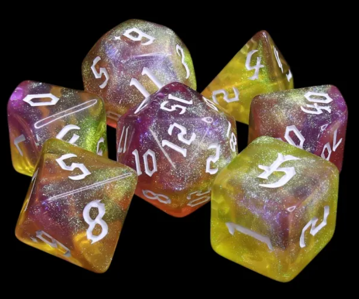 HD Gothic "Golden Faith" Aurora Standard Dice Set