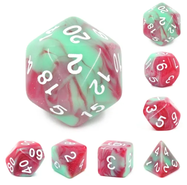 HD "Strawberry Cream" Aurora Standard Dice Set