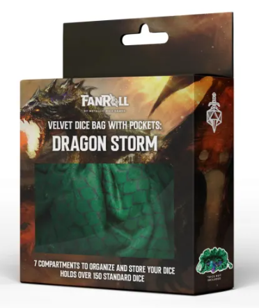 FR Velvet Compartment Dice Bag | Green Dragon Storm