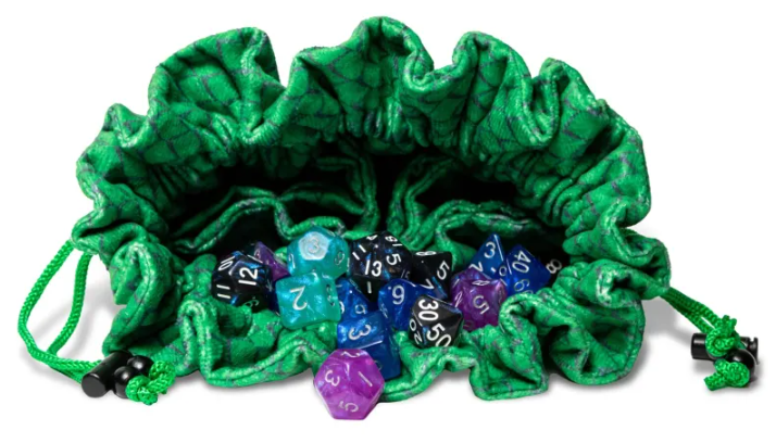 FR Velvet Compartment Dice Bag | Green Dragon Storm