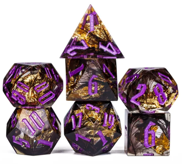 UD Resin Sharp Edge Standard Dice Set | Raven
