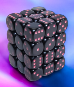 36D6 Opaque Dice Set | Black/Pink
