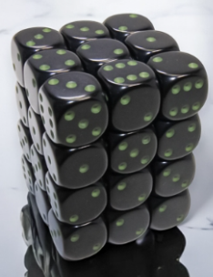 36D6 Opaque Dice Set | Black/Green
