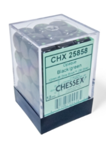 36D6 Opaque Dice Set | Black/Green