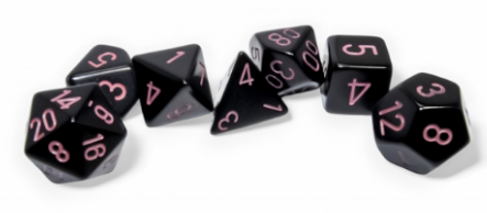 7DPoly Opaque Dice Set | Black/Pink