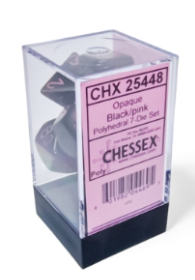7DPoly Opaque Dice Set | Black/Pink